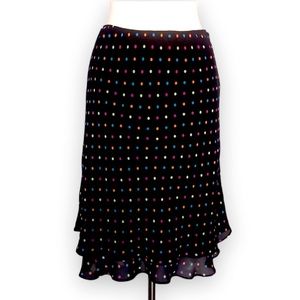 Womans Vintage George Blank Rainbow Polka Dot Rockabilly Lined Flowy Midi Skirt